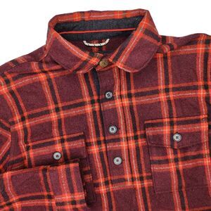 Roark Revival Size Medium Red Plaid Flannel Wool Blend Huckberry Snap